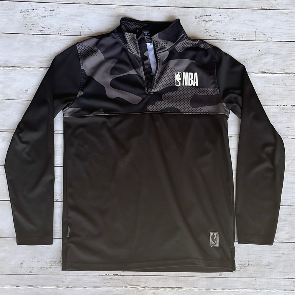 NBA Boys Black Camo Quarter Zip Performance Pullover Long Sleeve Shirt‎ L 14-16